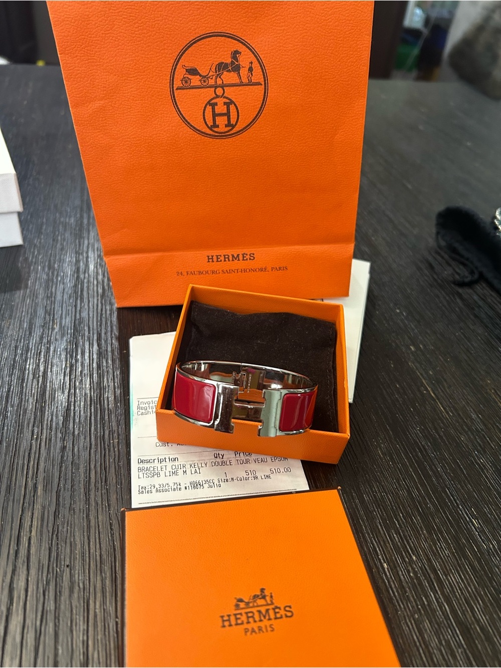 Hermes Red Clic H Enamel Bracelet